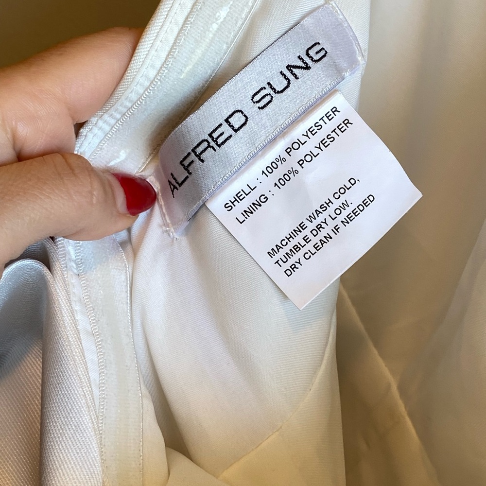Alfred Sung Oversize Bow Back Strapless Mini Dress Size 8 Regular Ivory - Picture 8 of 12